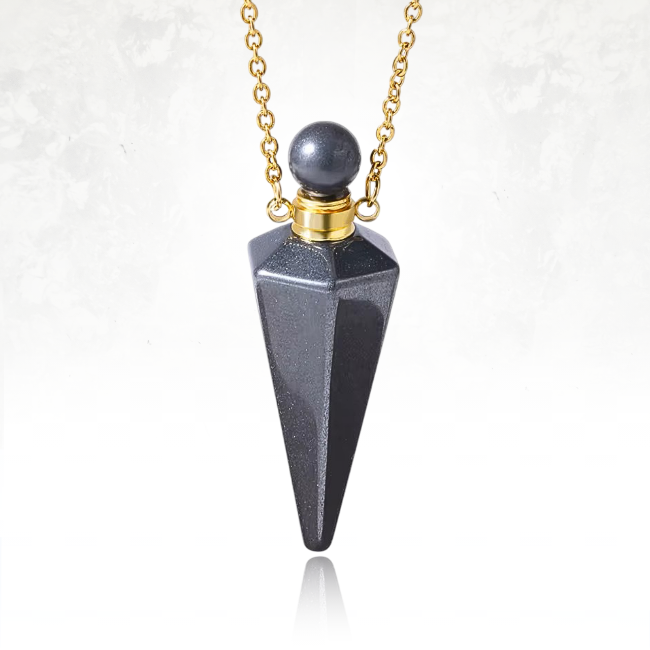 Collier porte-parfum ACITINE en hematite naturelle sculpté.