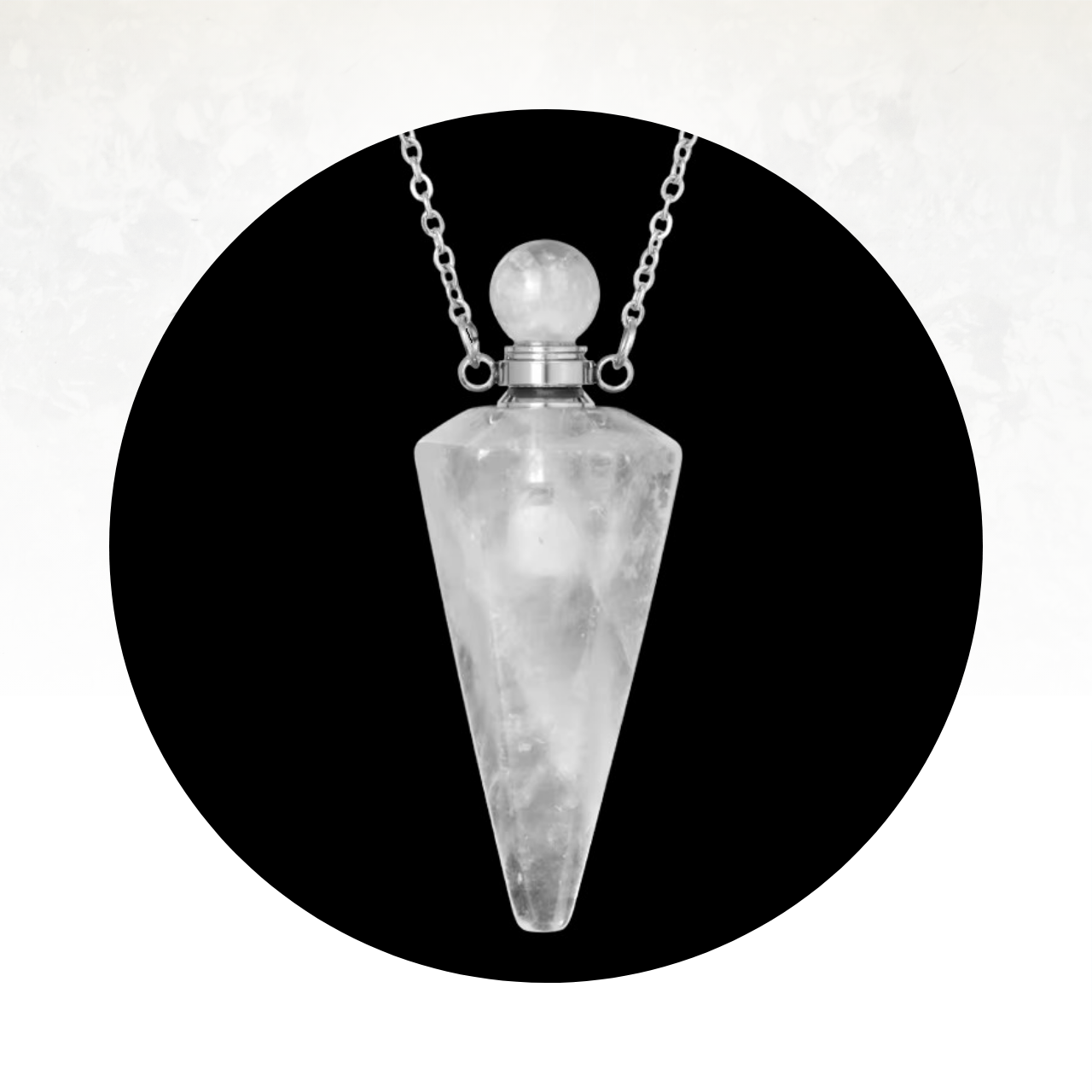 Pendentif fiole en lquartz clair, accessoire idéal pour senteurs.