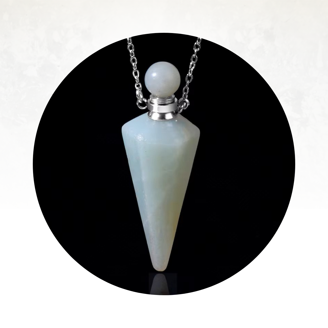 collier fiole en amazonite et finition argentée