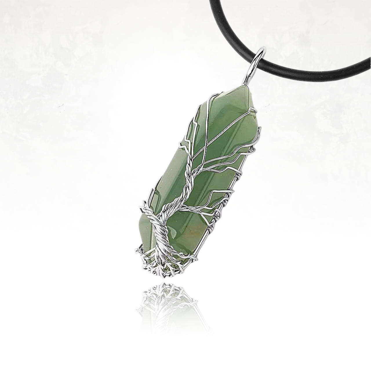 Collier ATMA en pierre naturelle avec fil de cuivre reprĂ©sentant lâArbre de Vie.