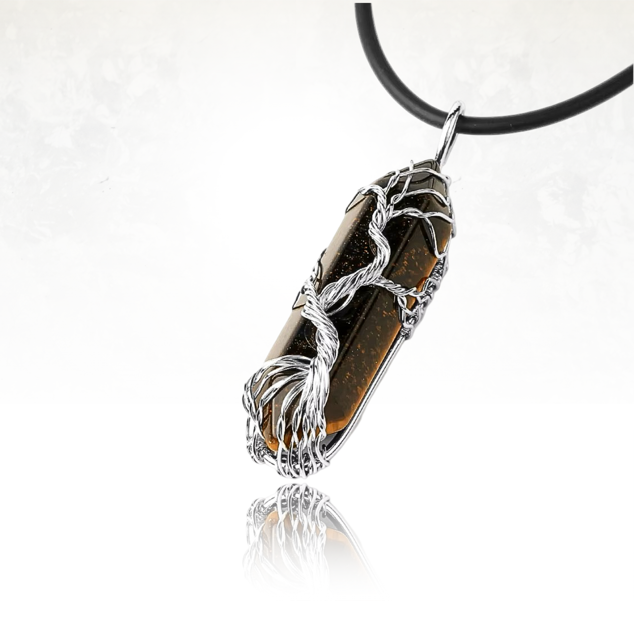 Collier fait main avec pierre semi-prĂ©cieuse et motif sacrĂ© de lâArbre de Vie