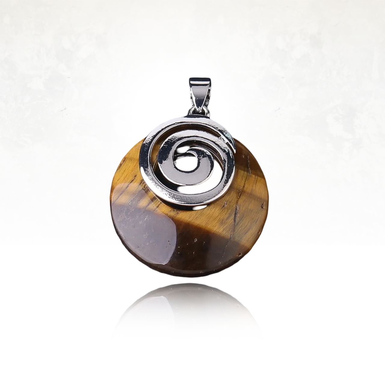Collier IMSHI en pierre d'oeil de tigre et spirale argentée