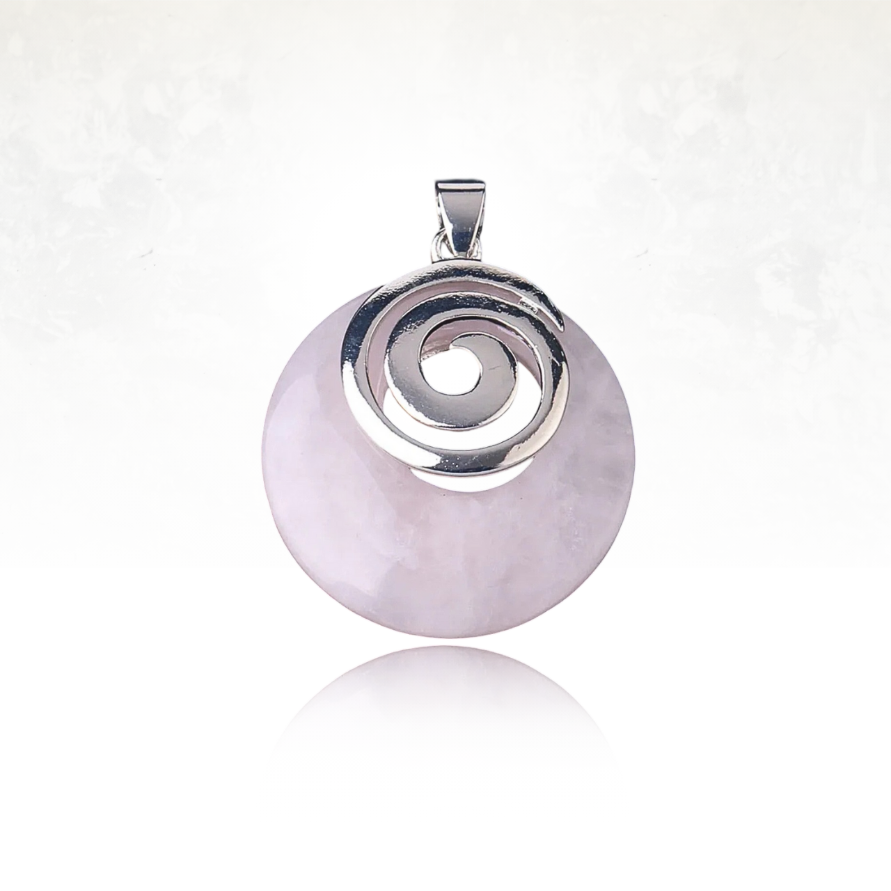 Pendentif spirituel en pierre naturelle avec motif argenté