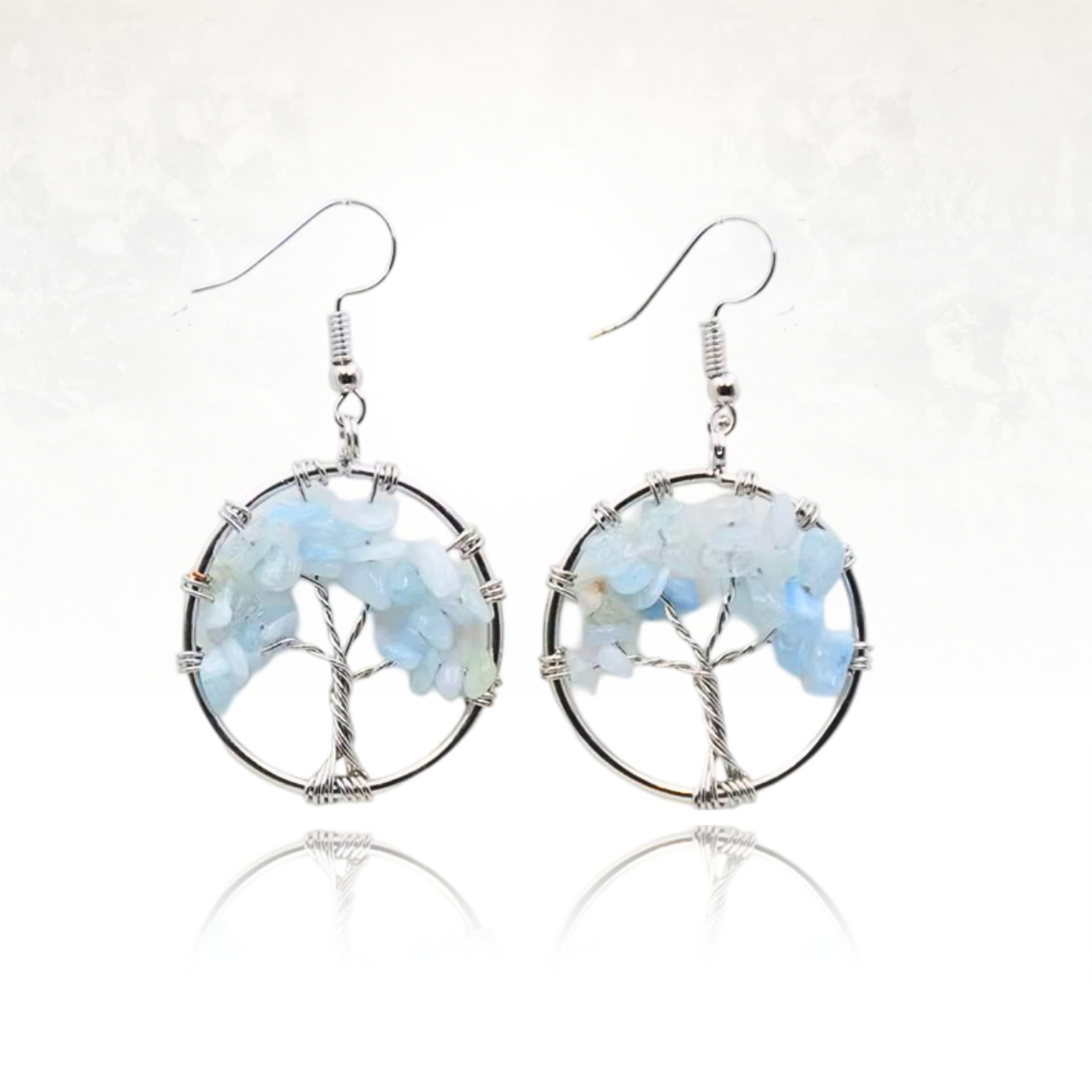 Boucle d'oreille ronde en aigue-marine