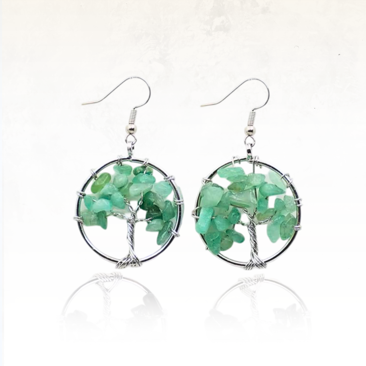 paire de boucles d'oreilles en aventurine de couleur verte