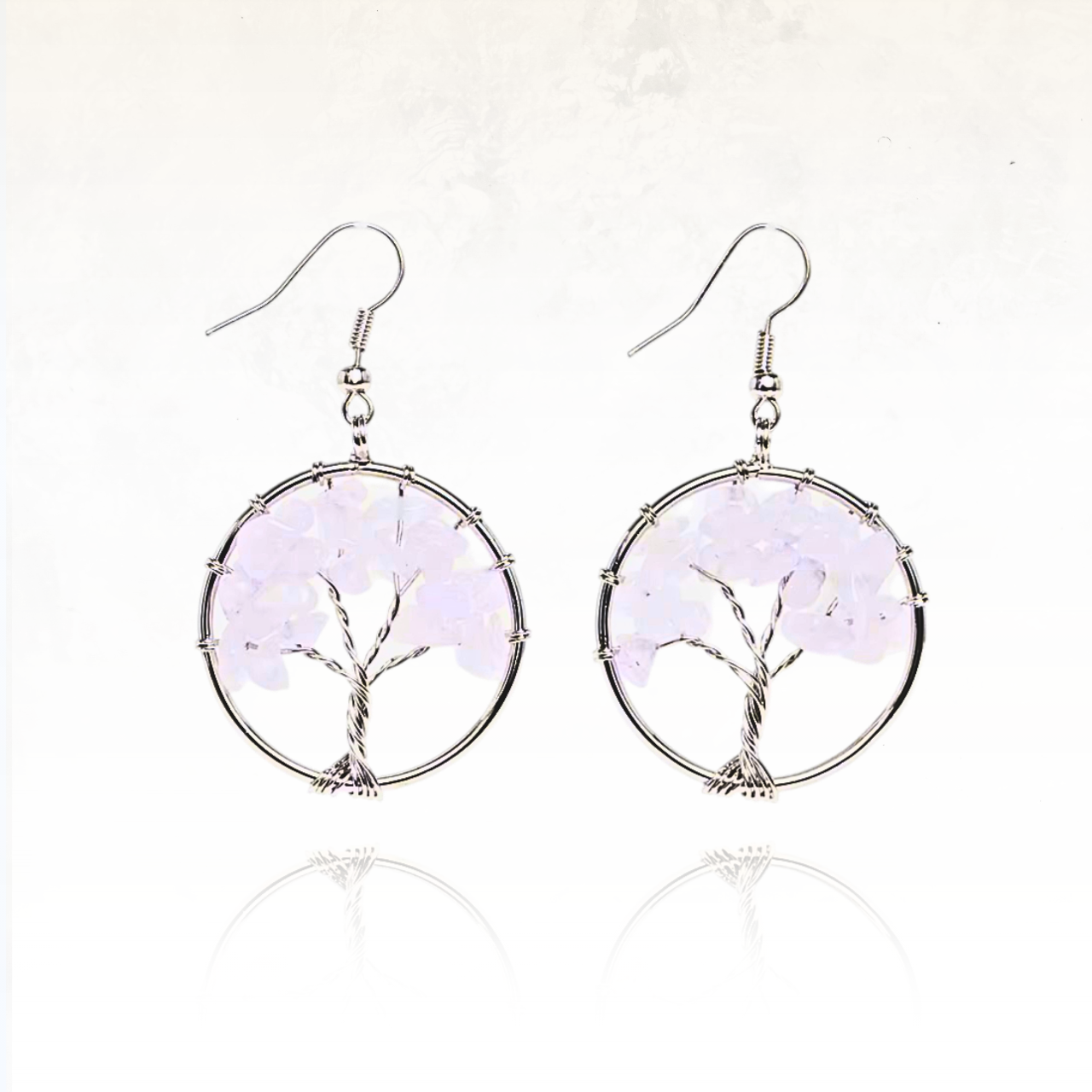 boucles d'oreilles en pierres naturelles représentant l'arbre de vie