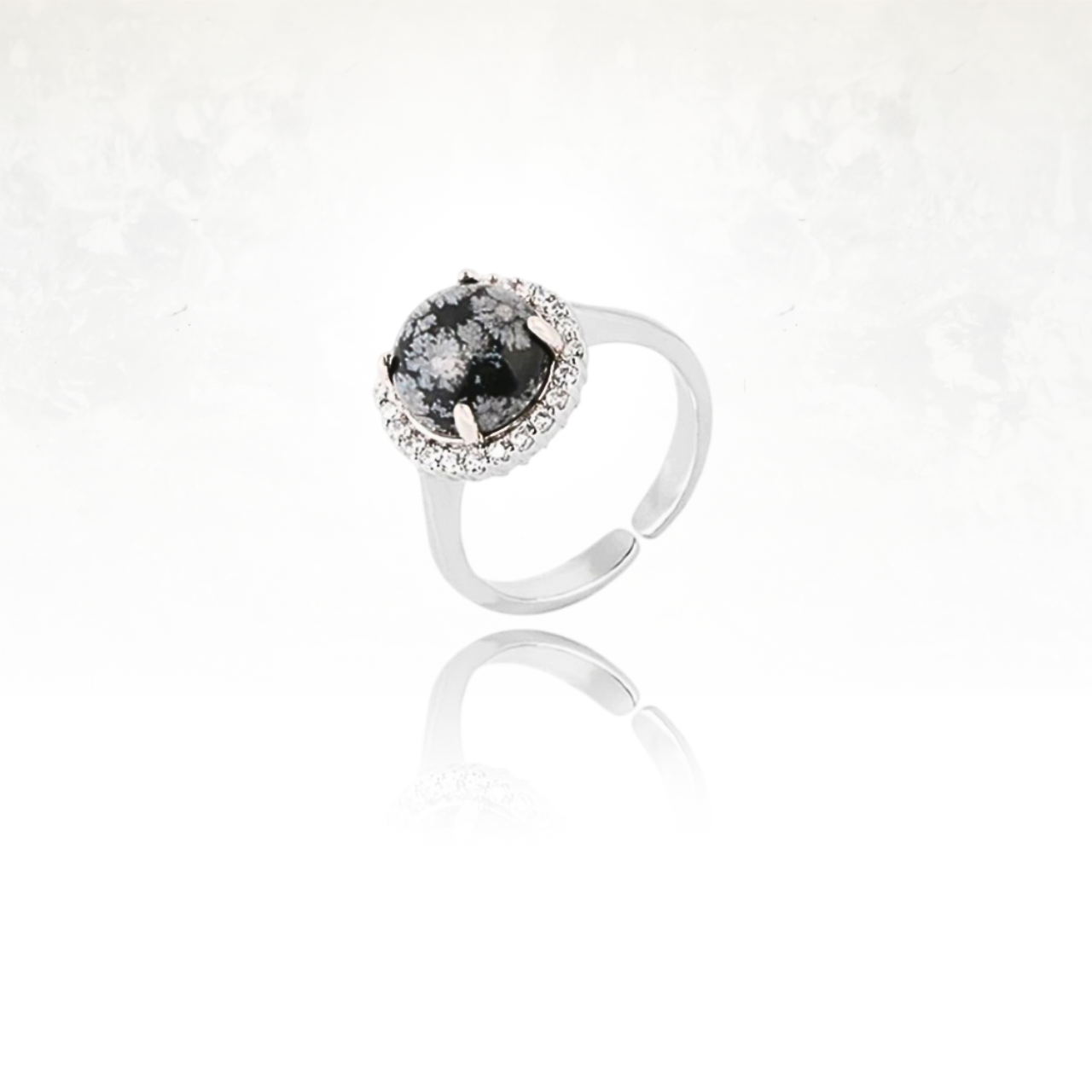 Bijou en argent avec pierre naturelle de quartz flocon de neige.