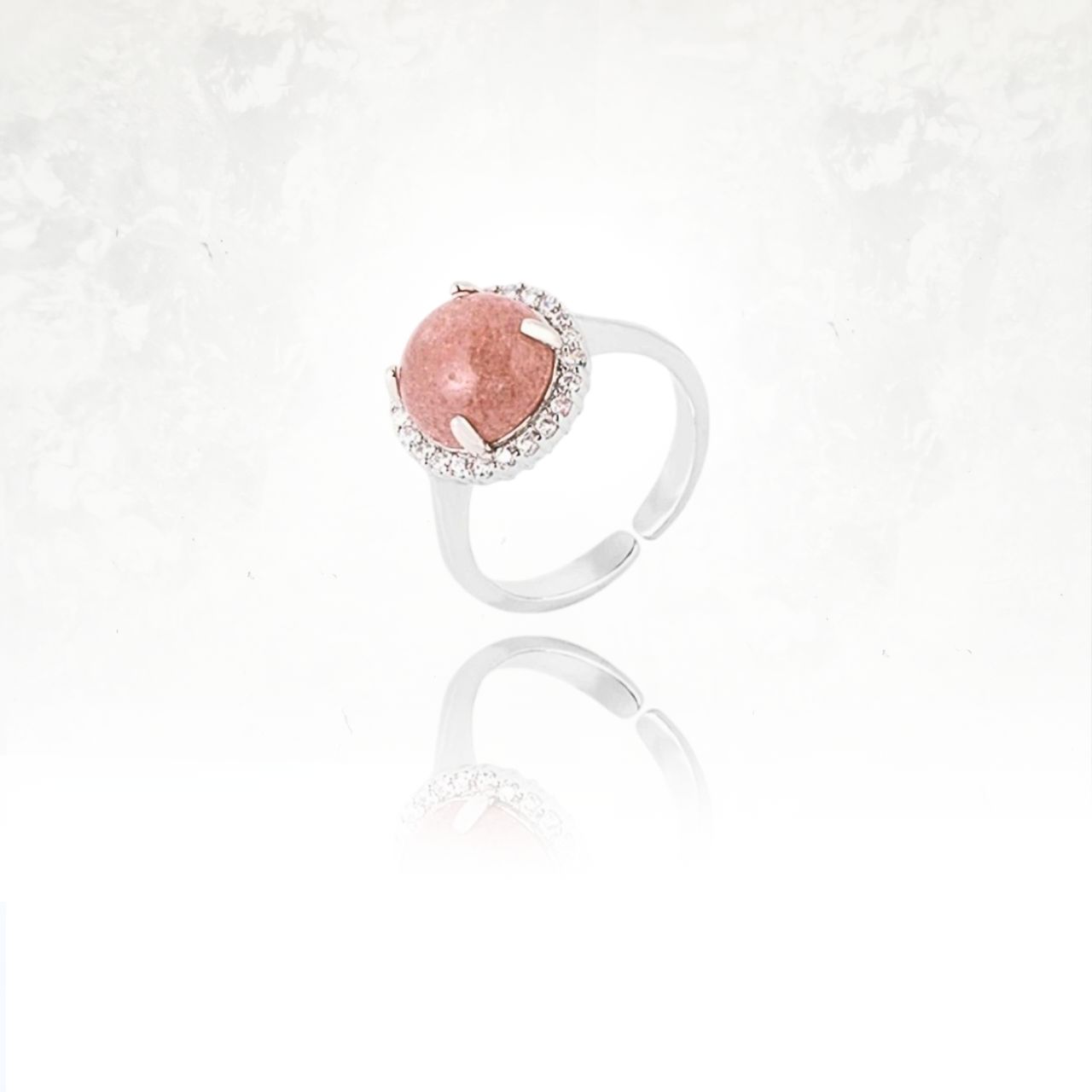 Bague CALIN en argent avec pierre naturelle de quartz rose