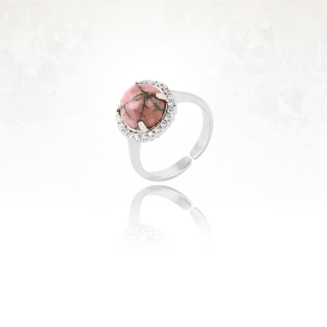 Bague CALIN en argent avec pierre naturelle de rhodonite.