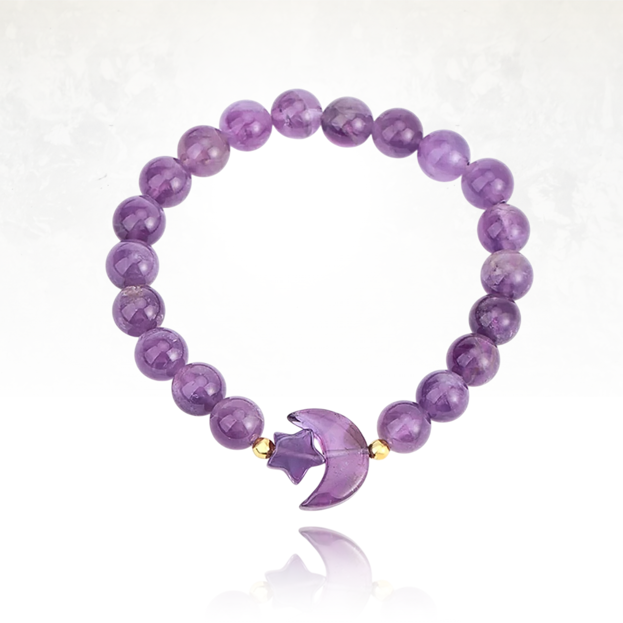Bracelet en AMéthyste avec des motifs de lune et d'etoile
