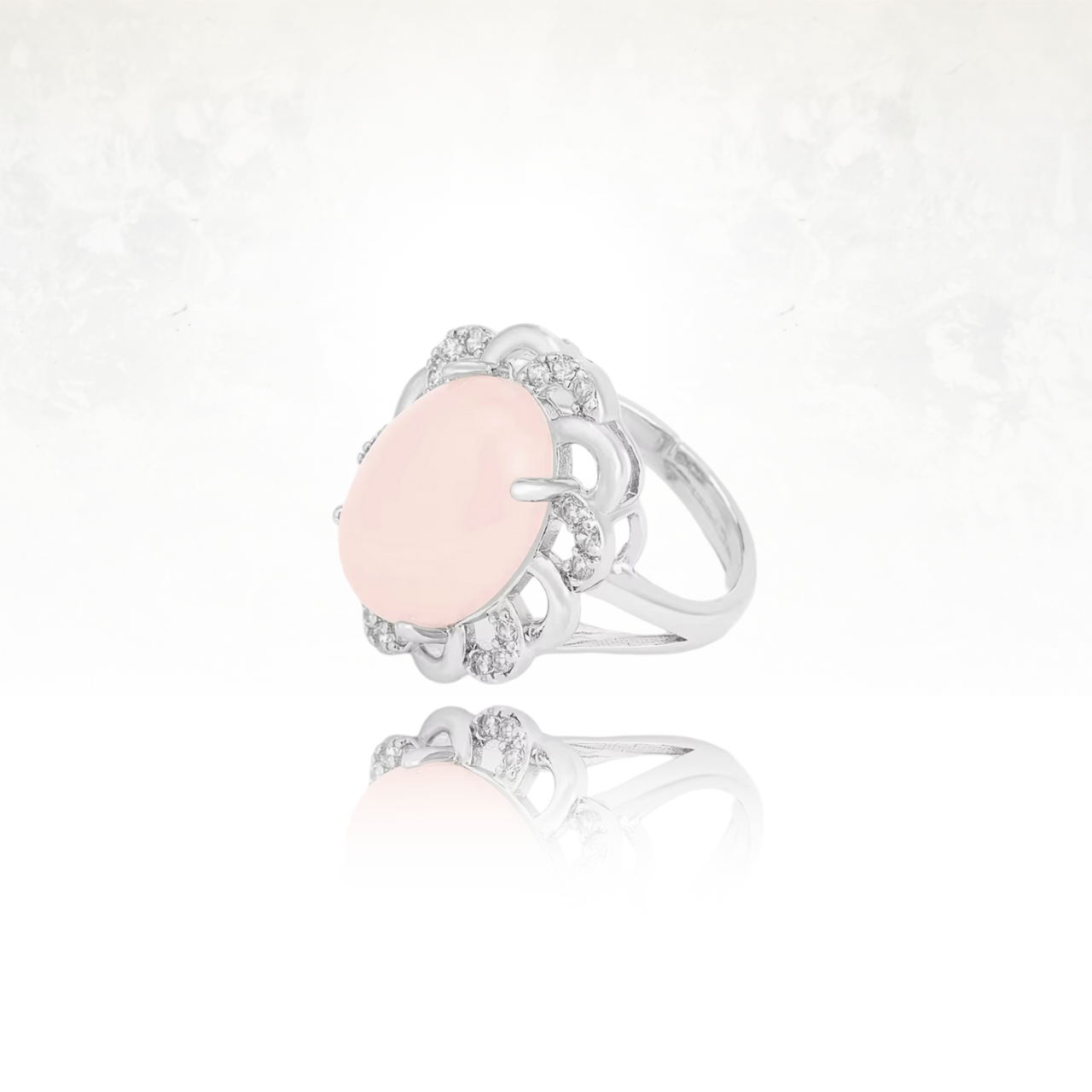 Élégante bague en pierre naturelle rose , parfaite pour un style raffiné