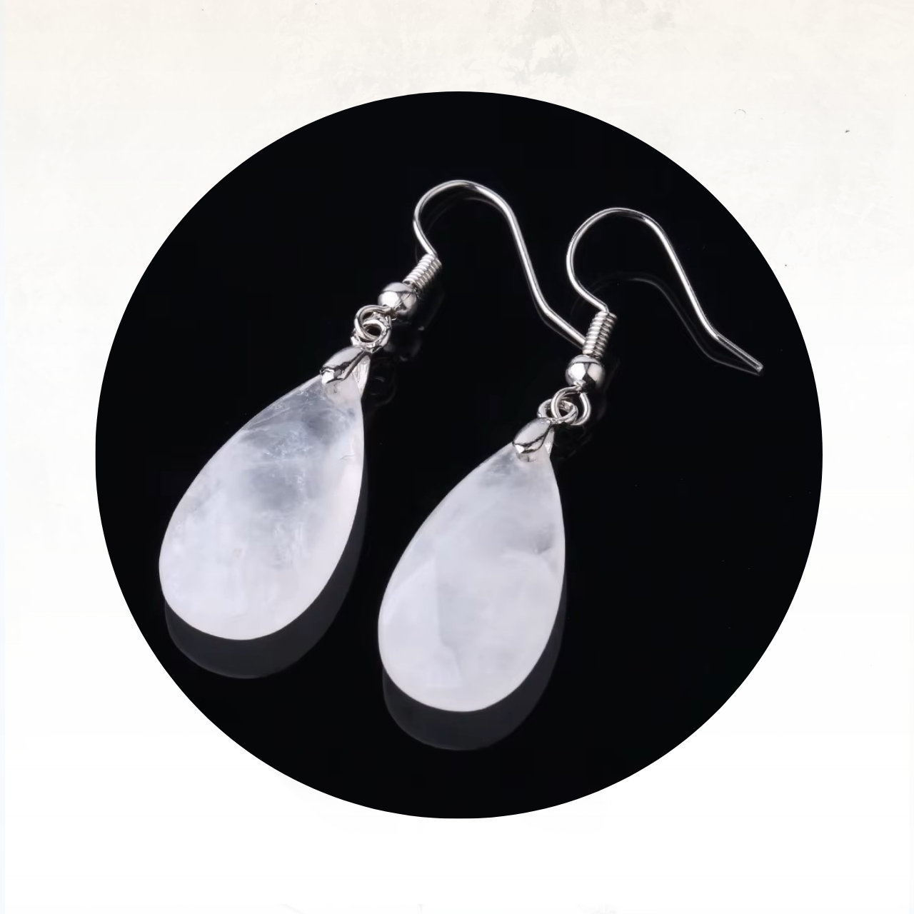 Bijoux CHIC avec pierres naturelle de quartz clair en forme de goutte d'eau