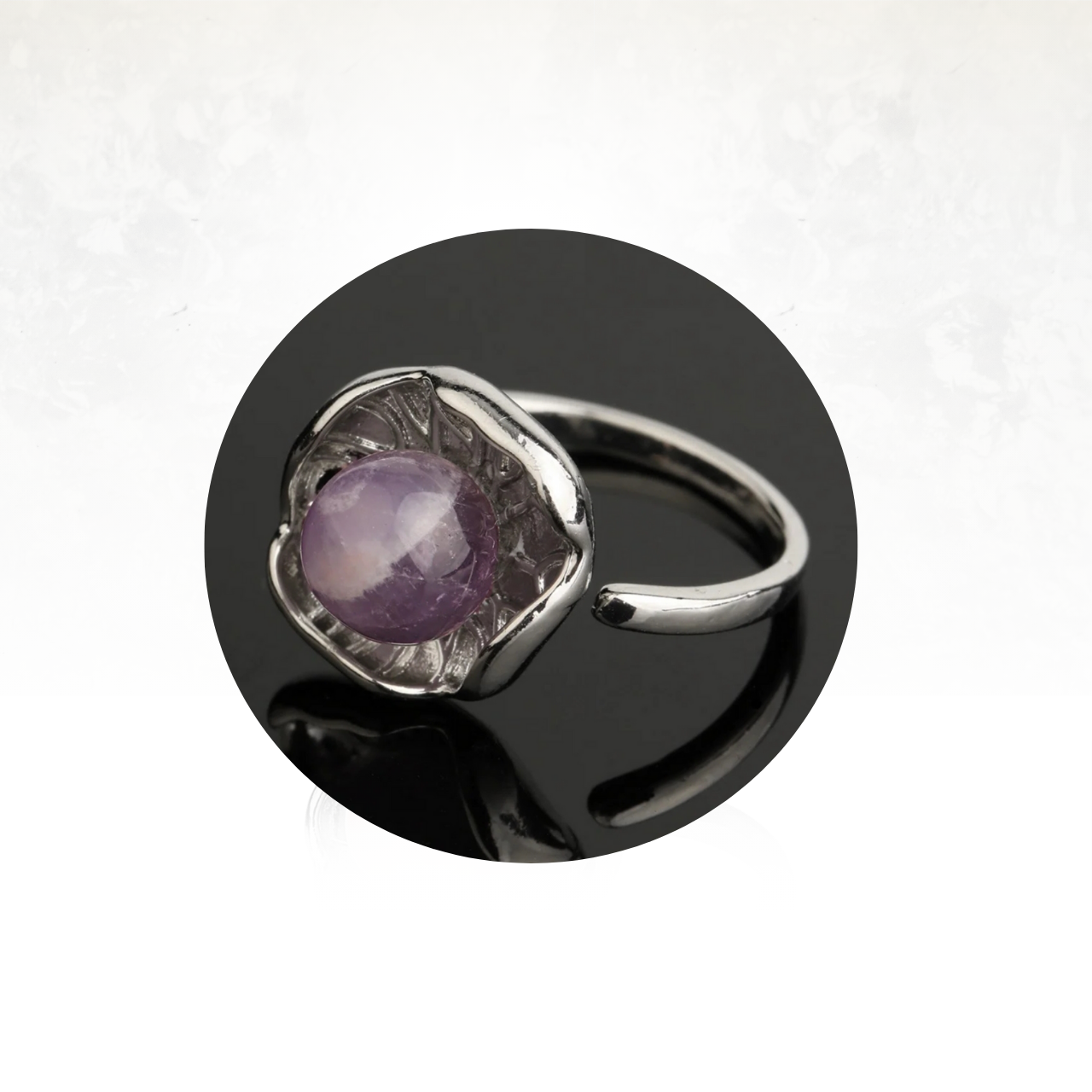 Bague spirituelle en forme de lotus avec pierre naturelle pour énergie positive.