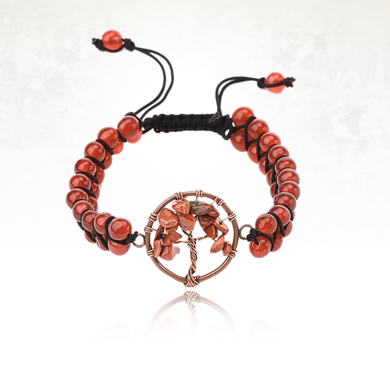 Bracelet MONKA en pierres naturelles de couleur chakra avec pendentif arbre de vie spirituel.