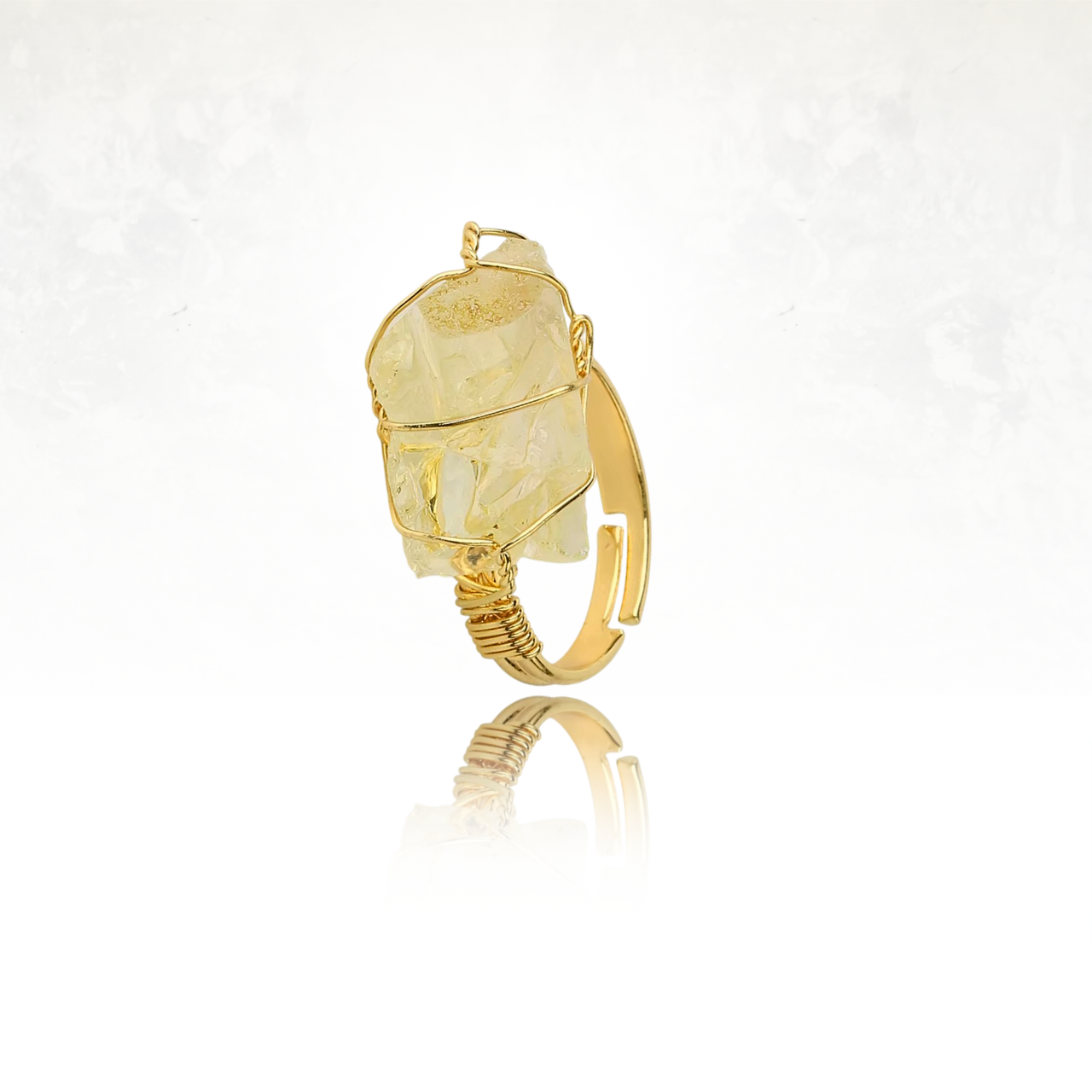 ĂlĂ©gante bague ajustable en pierre naturelle quartz rose et fil dorĂ©
