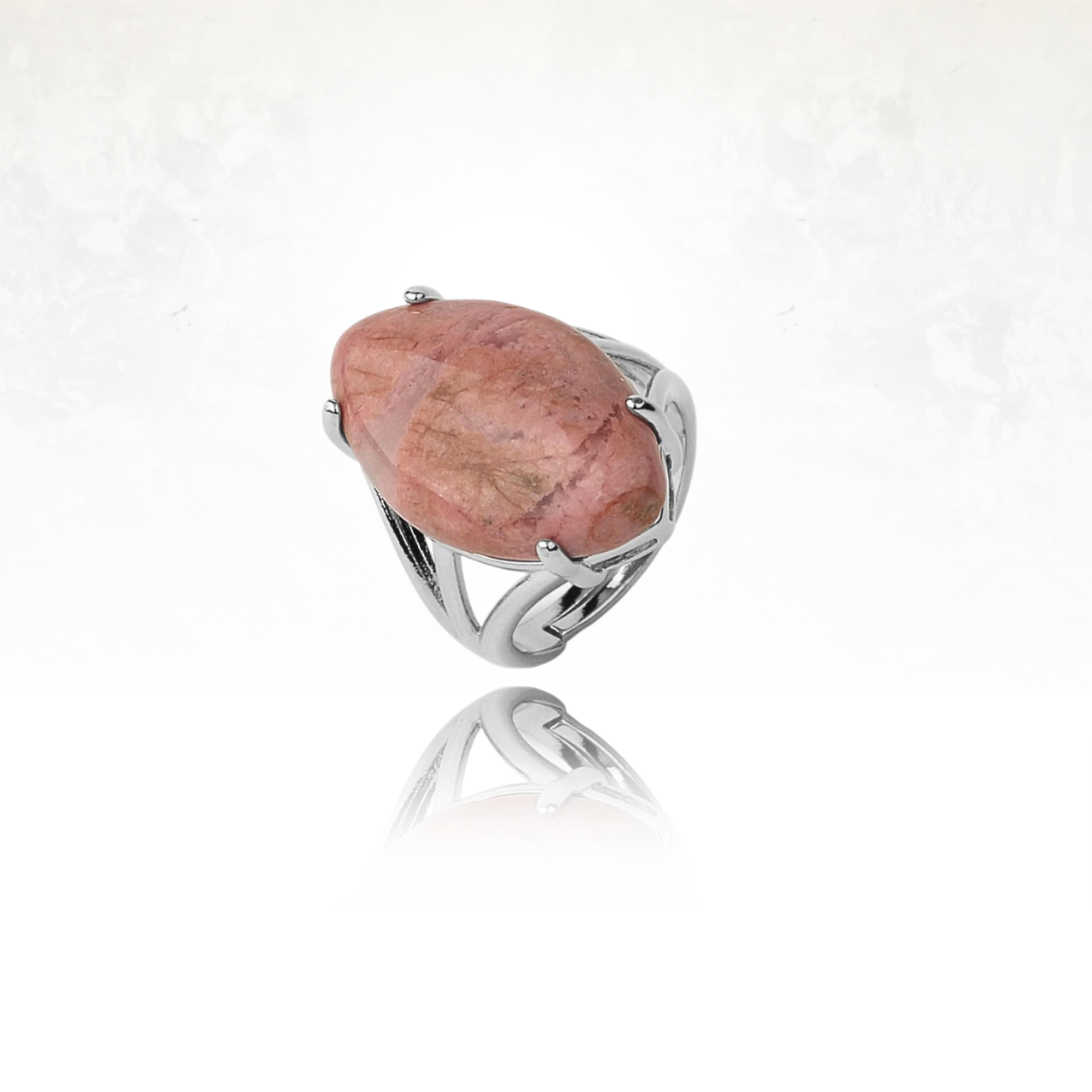 Bague argent ornée d’une pierre naturelle de rhodonite, modèle CINTA.