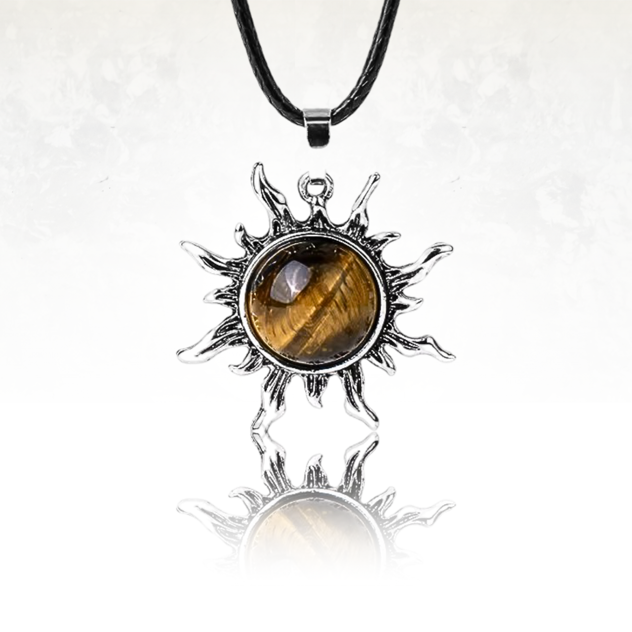Collier "SUN" avec pendentif soleil, pour un look à la fois élégant et énergisant en oeil de tigre