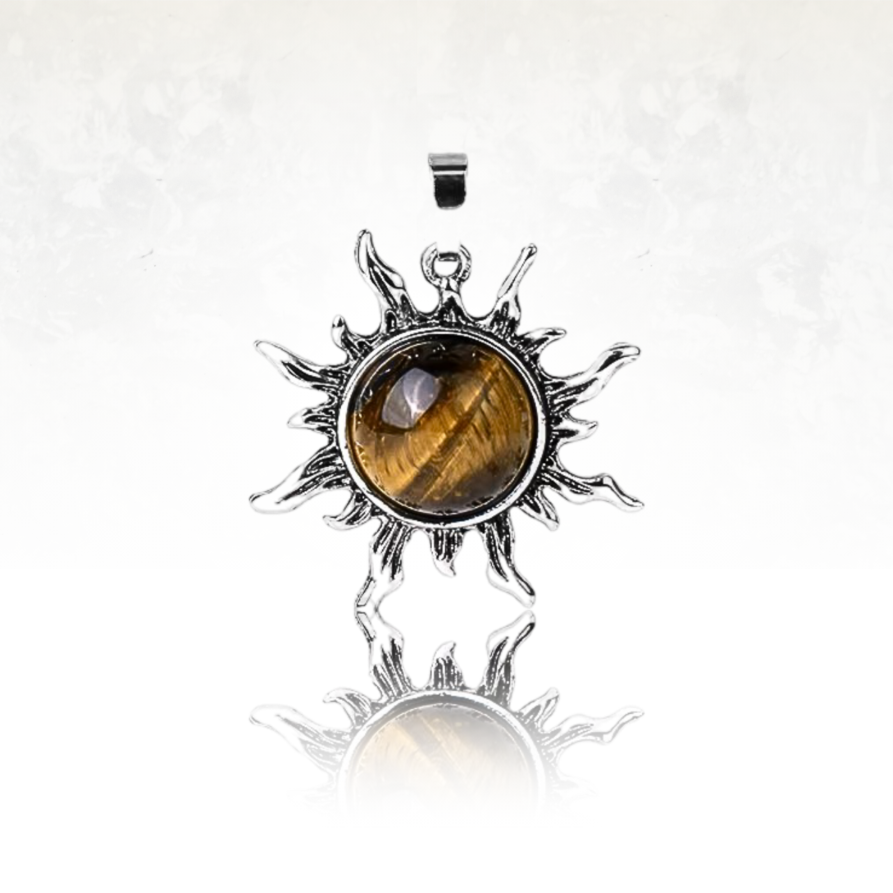 Collier avec un pendentif en forme de soleil éclatant, une fusion parfaite de sophistication et de naturel.