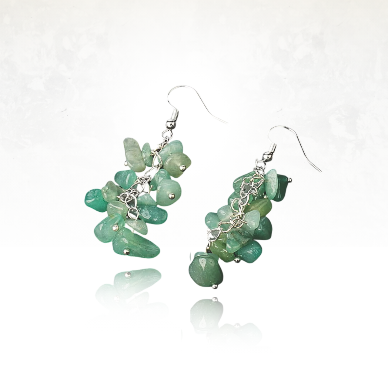 boucles d'oreilles au Design naturel et lumineux avec perles d'aventurine.