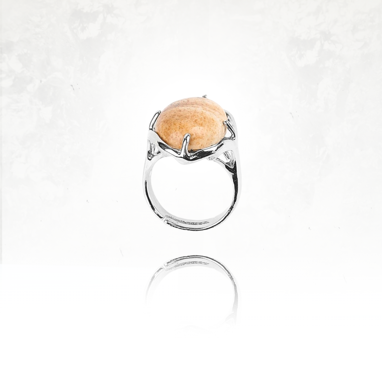 Bijou Ă©lĂ©gant : bague AMALI ornĂ©e dâune pierre naturelle DE JASPE PAYSAGE.