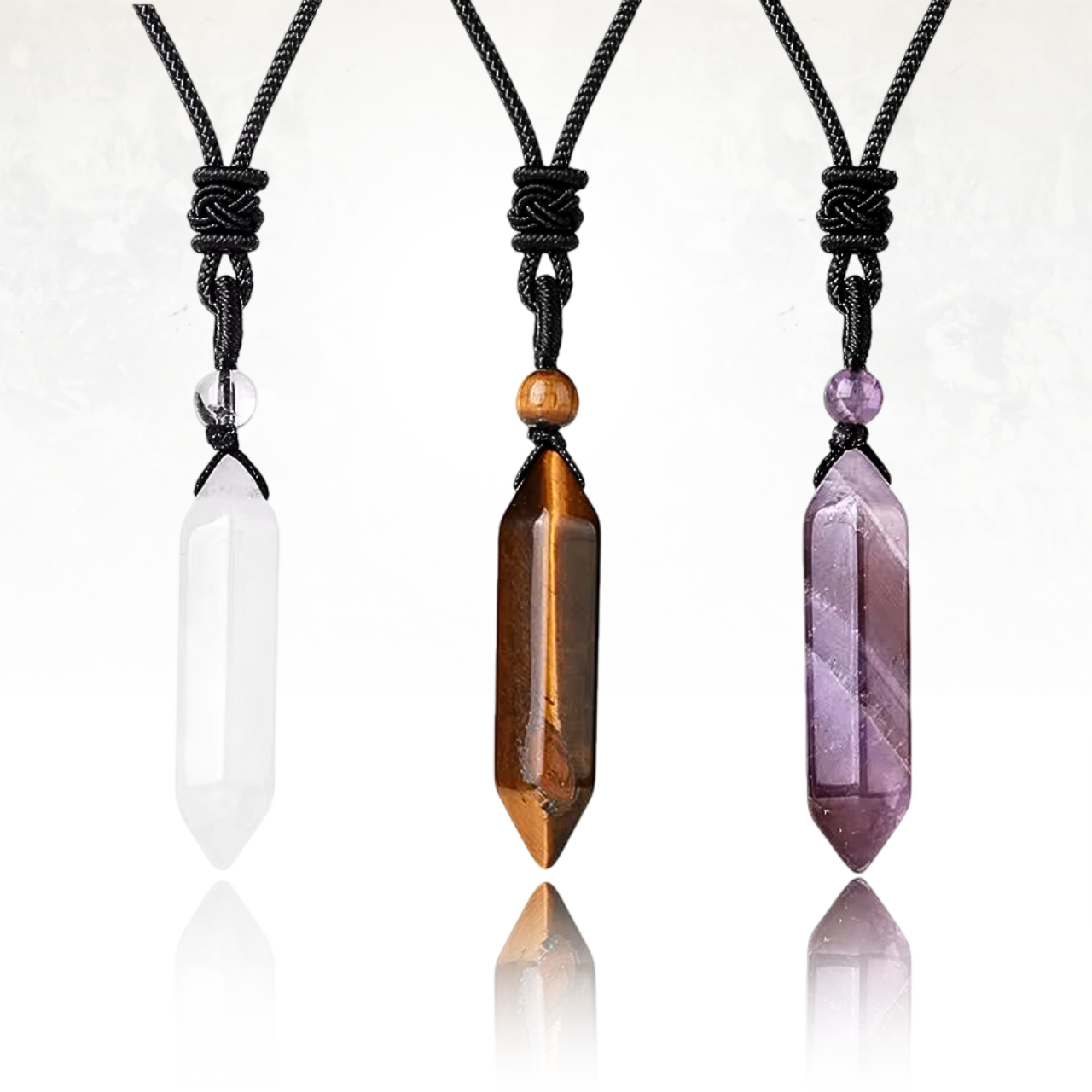 Collier énergétique avec pendentif en pierre naturelle et perle assortie