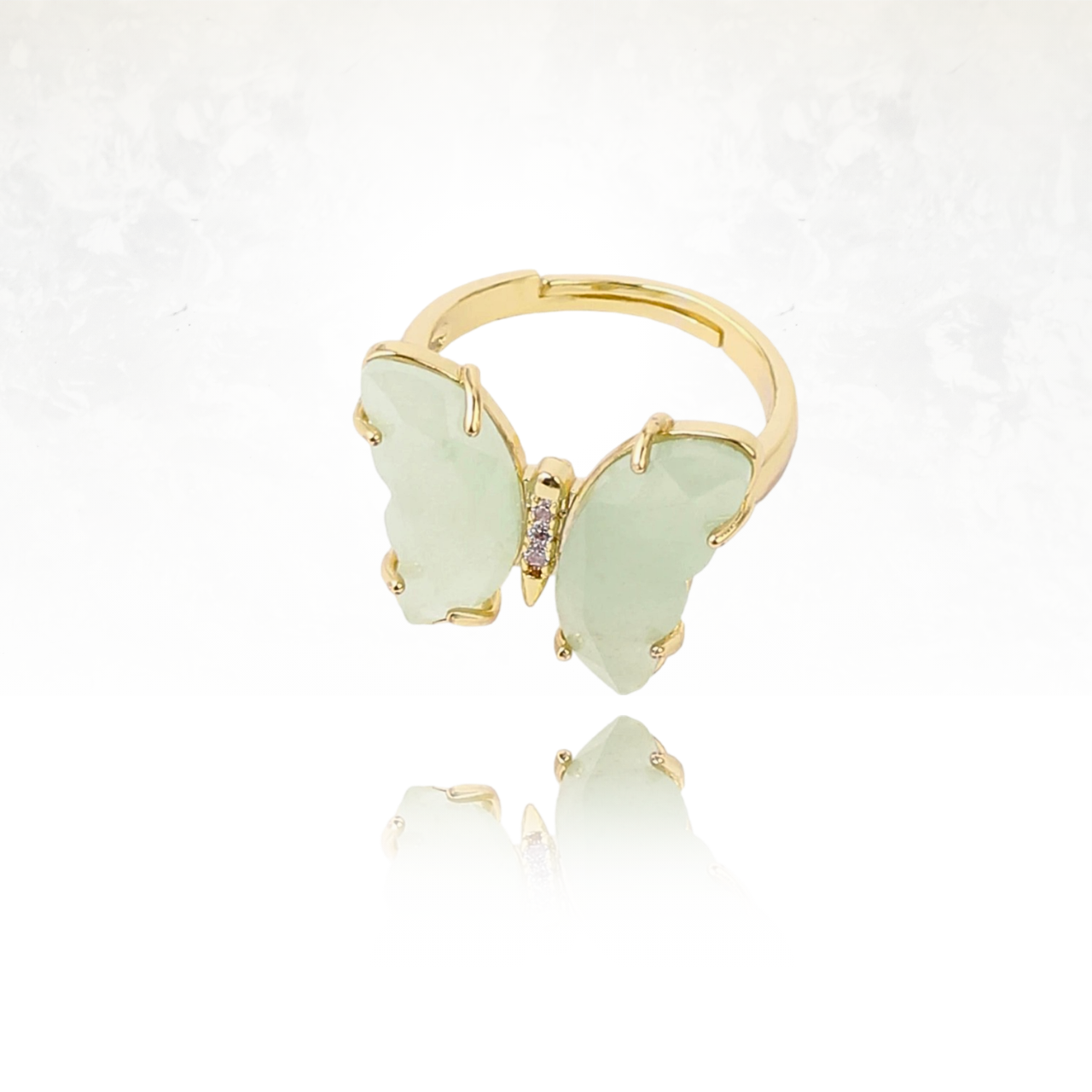 Bague argent et lamazonoite taillée en forme de papillon, modèle MARIPOSA.