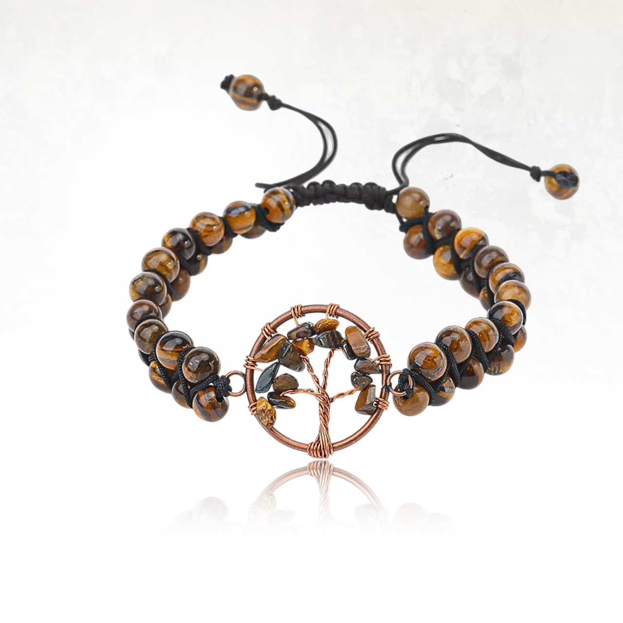 Bracelet énergétique MONKA pour équilibre intérieur, avec symbole arbre de vie en cuivre.