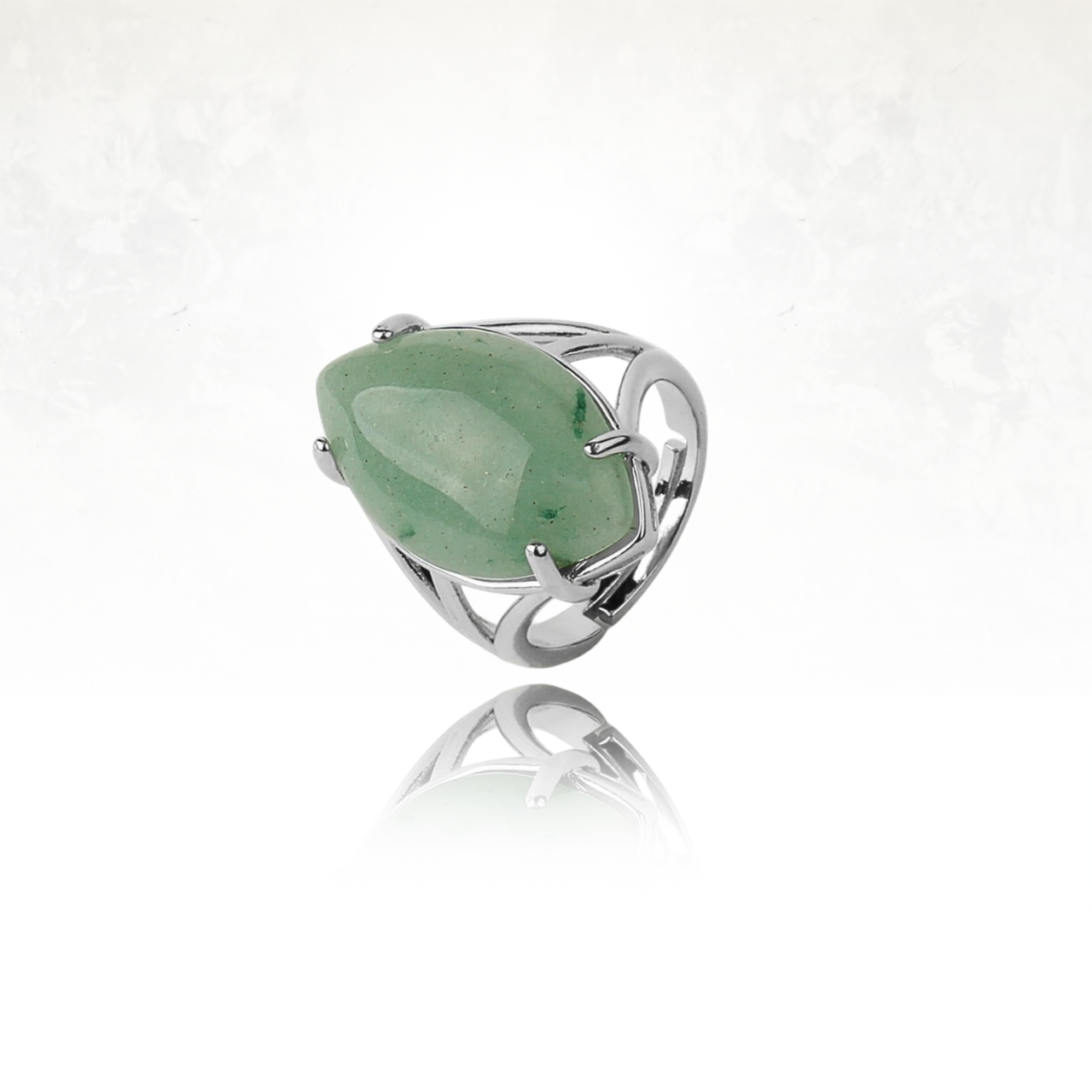 Bijou raffiné : bague enpierre naturelle aventurine et argent, collection CINTA.