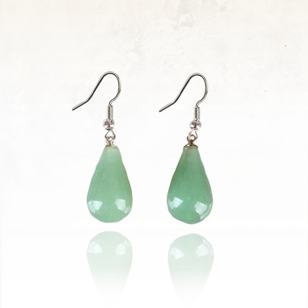 ĂlĂ©gantes boucles d'oreilles pendantes en aventurine avec crochet en mĂ©tal argentĂ©