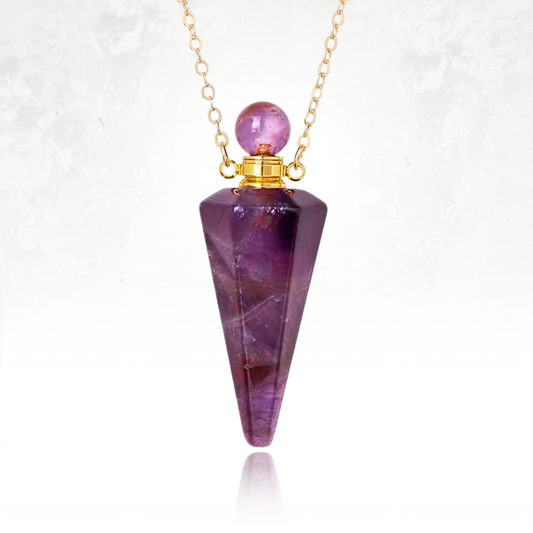 Pendentif fiole ACITINE en pierre naturelle pour huiles essentielles et parfum.