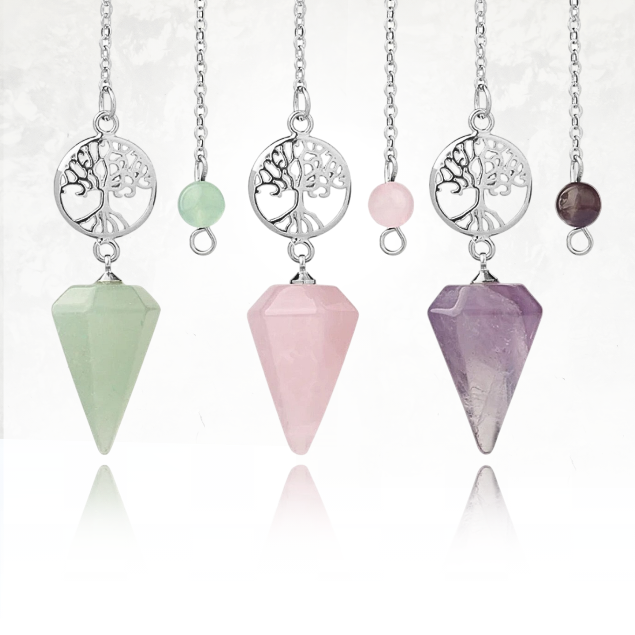 Pendule énergétique ARBOL en quartz rose, aventurine verte ou améthyste.