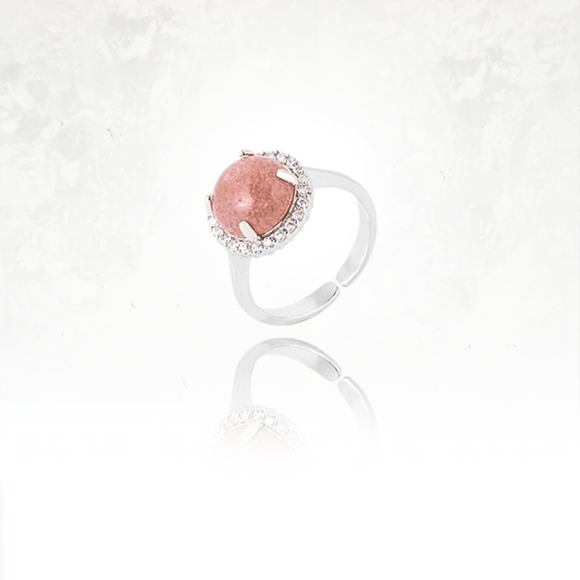 Bague CALIN en argent avec pierre naturelle de quartz rose

