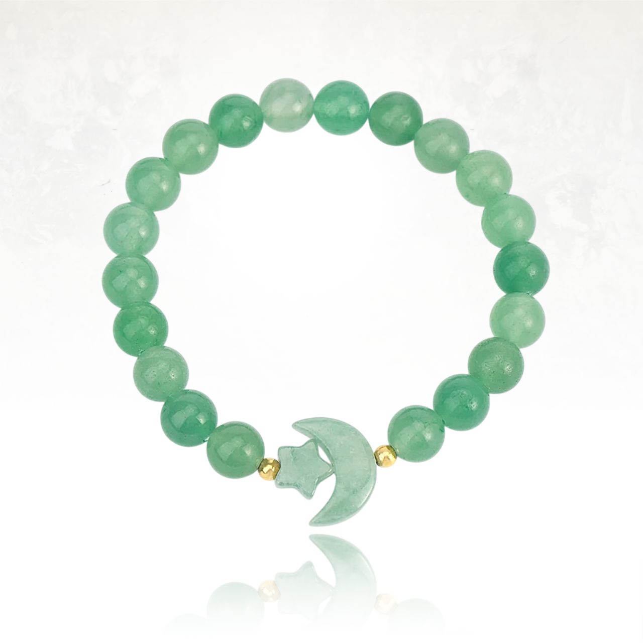 Bracelet en aventurine verte avec charms de lune et etoile