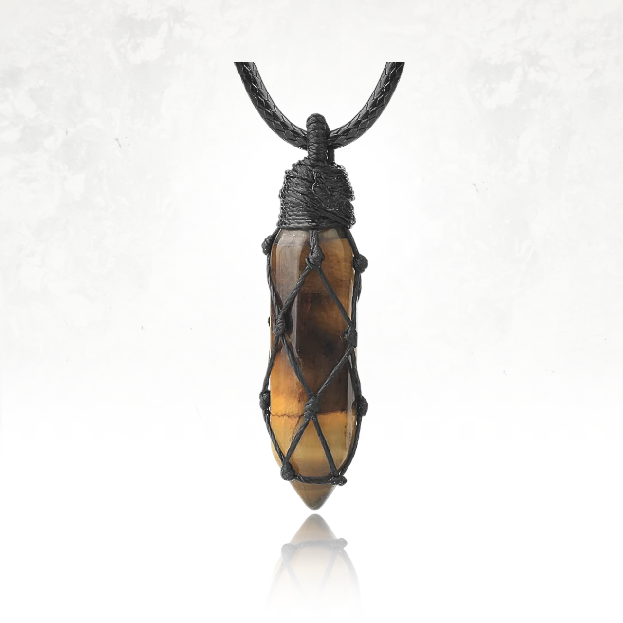 Collier mystique en oeil de tigre, pierre de protection et de transformation.

