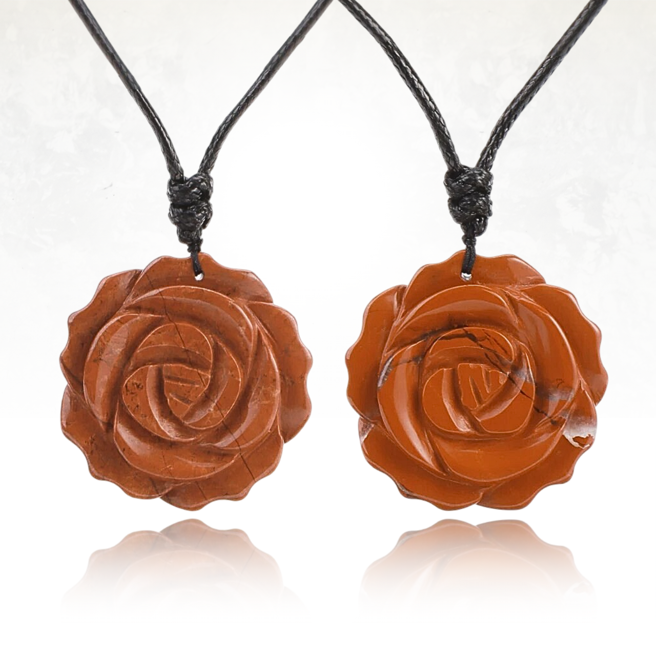 Collier bohème chic avec une rose en pierre naturelle de jaspe rouge

