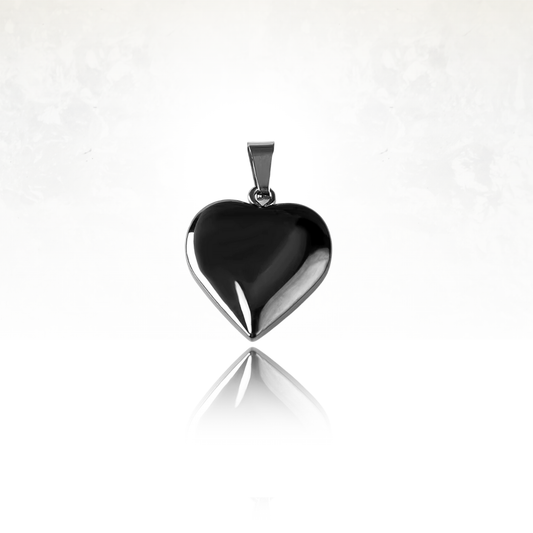 Collier HEART avec pendentif en forme de cœur en pierre naturelle NOIRE

