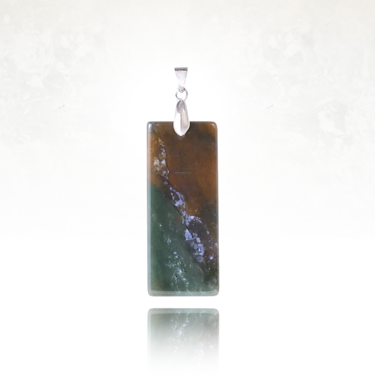 Pendentif rectangulaire en agate indienne, collier ALLI élégant et protecteur.
