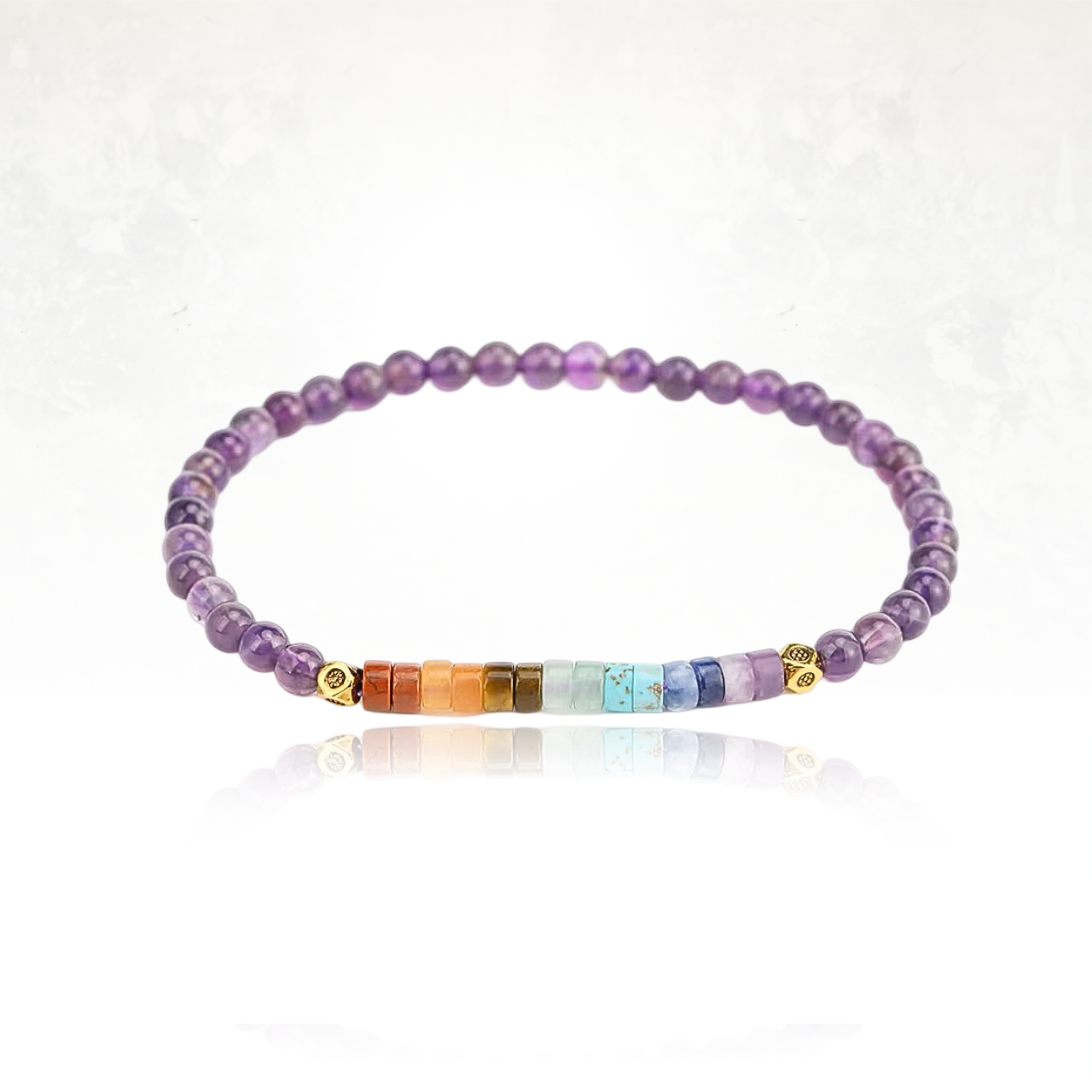 bracelet SINYA en améthyste et pierres naturelles aux couleurs des 7 chakras