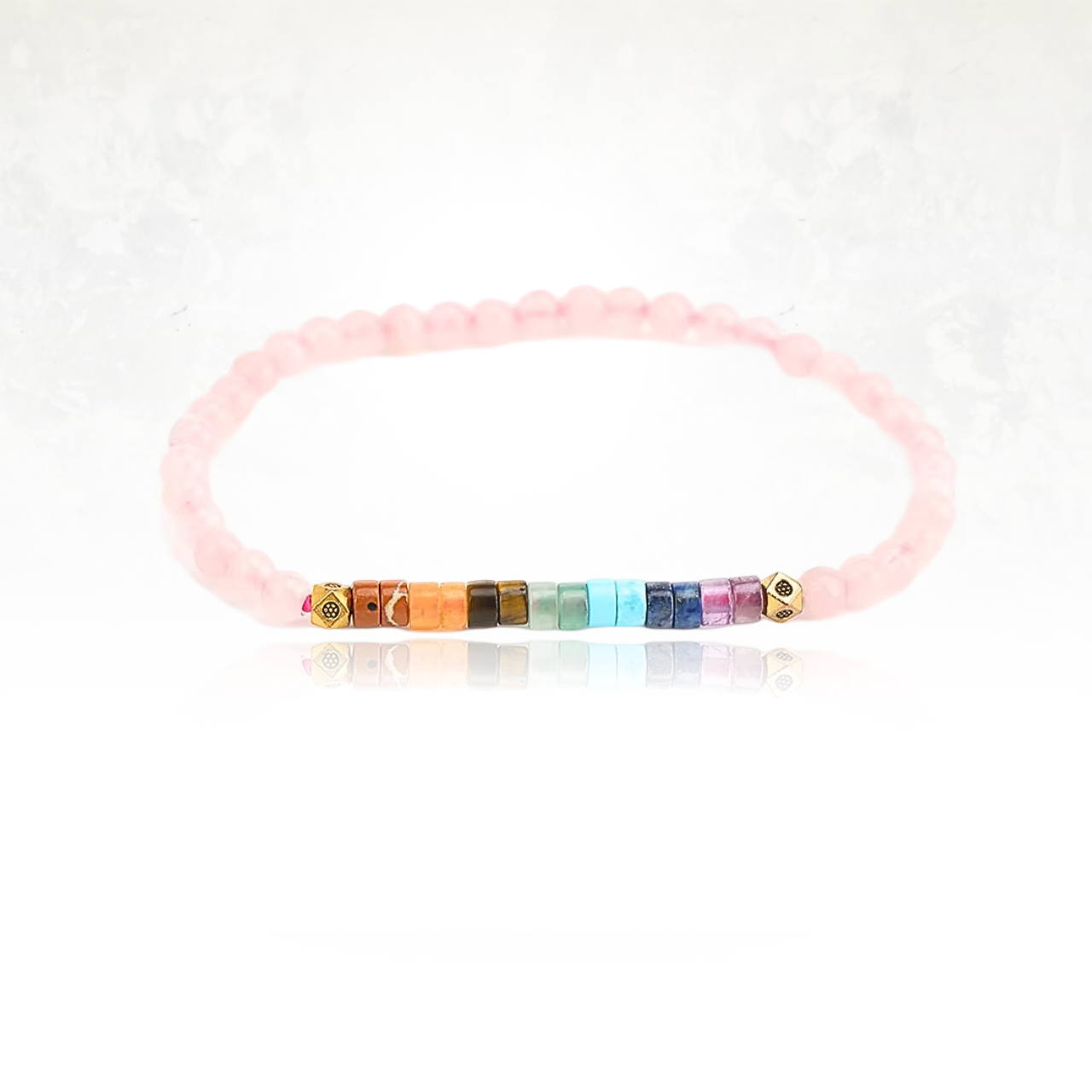 bracelet en quartz rose, pierre naturelle d'amour et de compassion