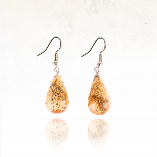 Boucles d'oreilles naturelles en pierre naturelle japse paysage, finition lisse et brillante.
