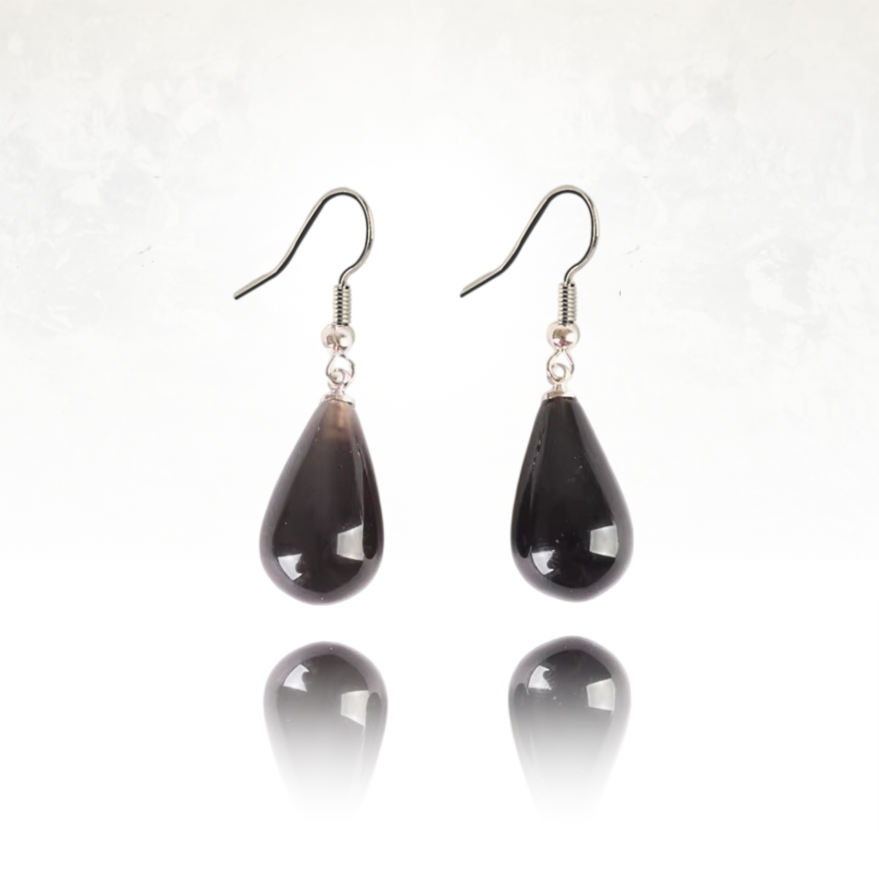 Boucles d'oreilles goutte d'eau en pierre semi-précieuse noire 